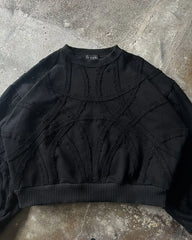 Threebooy New Retro Black Gothic Sweatshirt Patchwork Striped Long Sleeved Sweater Hip Hop Harajuku Men and Women Sweatshirt Streetwear