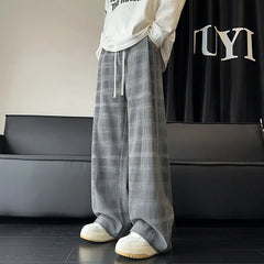 Threebooy Autumn Corduroy Pants Men Oversized Retro Plaid Pants Men Japanese Streetwear Hip-hop Loose Wide Leg Pants Mens Trousers M-3XL