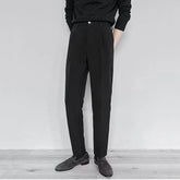 Threebooy Button Zipper High Waist Solid Color Pocket Men's Casual Suit Pants Loose Formal Fashion Casual Trousers
