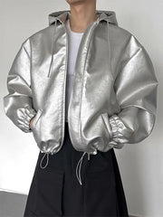 Threebooy Men's Silver Luxe Hooded Jacket