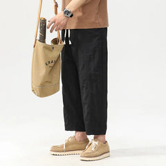 Threebooy Ice Silk Workwear Pants Men's Summer Thin Loose Straight Casual Eight Nine Quick Dry Sports Trousers Polyester Fiber Leisure...