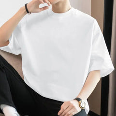 Threebooy American Heavy Short-sleeved T-shirt Men's Round Neck Summer Solid Color Trendy Loose Half-sleeved Base Shirt