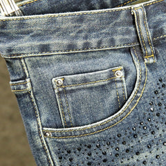 Threebooy Spring and Autumn New Fashion Trend Retro Printed Straight Leg Elastic Jeans For Men's Casual Slim Fit Sports High-Quality Jeans