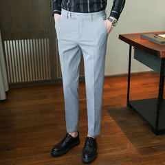 Threebooy British Style Business Formal Wear Suit Pant Men Clothing Simple Slim Fit Casual Office Trousers Straight Pantalones Hombre