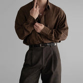 Threebooy New Korean Fashion Men Shirts Light Luxury Textured Business Striped Long Sleeve Cardigan Tops Leisure High Quality Blouse M-2XL