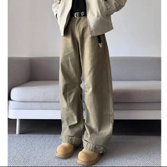 Threebooy NEW pants Unisex Straight Leg Loose Fit Cotton Casual Pants Outdoor Sportswear Trendy Versatile Trousers Men Women Fashion