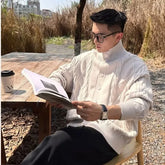 Threebooy Autumn Winter New Twist Knitted Cardigan Men's Korean Style Loose Versatile Solid Color Sweater Top