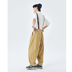 Threebooy Men's High Quality Straight Pants Loose Retro Casual Pants Streetwear Salopettes Jumpsuit Rompers Fashion Trousers S-2XL