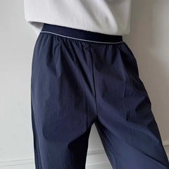 Threebooy Trendy Men Casual Pants Fashionable Simple Solid Color Elastic Waist Straitght-led Male Trousers New Fashion