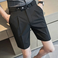 Threebooy Ice Silk Casual Suit Shorts Men's Summer Trendy Brand 5-point Mid-trouser Trousers Belt Drooping High-end Five-point Trousers