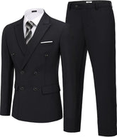 Threebooy Men's 2 Piece Double Breasted Suits Slim Fit Tuxedo Jacket And Dress Pants Set For Wedding Business Prom