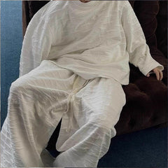 Threebooy New Autumn Popular Men's Sets Trendy Jacquard Loose Solid Color Sweatshirt+Trouser 2 Piece Suit Leisure High Quality Tracksuits