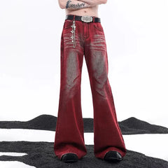 Threebooy Men Jeans Contrast Color Wash Casual Pant Streetwear Fashion American Retro Youth Trend Performance Trousers Male Men'S Clothing