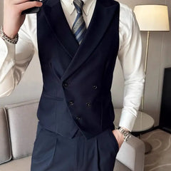 Threebooy Japanese High-end Smart Casual Vest Men's Vest Pants Set Korean Elegant Wear 2025 Summer New Blazer Vest Aesthetic Waistcoat