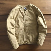 Threebooy Men's Parkas Thick Cotton Coat Jacket Autumn Winter Retro Women Jackets V-neck Long Sleeves Pockets Single-breasted Tops