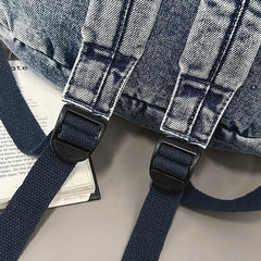 Threebooy Denim Casual Versatile Large Capacity Backpack College Student Bags Retro Japanese Backpack