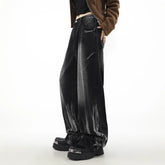 Threebooy American style niche tie dye high street jeans men's loose pants wide leg straight leg hanging retro pants