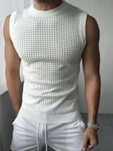 Threebooy American Hardman Style Hollow out Knitted Men's Mesh Fishing Net Sleeveless Cover up Sweatshirt Version See through Vest Tank...