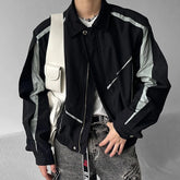 Threebooy High Street Y2k Streetwear Men Contrast Jacket Top Fashion Trend Functional Assault Jackets Neutral Original Design Zipper Coat