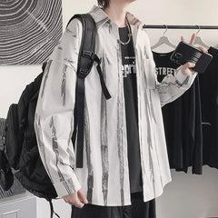 Casual Shirts Men All-match Tie-dye Spring Autumn BF Long Sleeve Tops Teens Fashion Harajuku Chic Coats Camisas Hombre Newly Ins