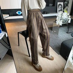 Threebooy Mens Trousers Plush Stripes Contrast Color Casual Pants Autumn Streetwear Fashion All-Match Straight Pants Men'S Clothing