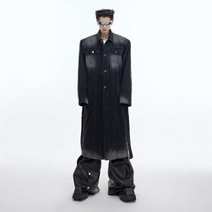 Threebooy Men's Prestige Washed Denim Trench Coat