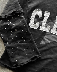 Threebooy Hip Hop Goth Letter Pattern Double Layer Long Sleeved Graphic T Shirts Harajuku Retro Hot Diamond Oversized Sweatshirt Tops