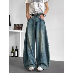 Threebooy Men Baggy Jeans Wide Leg Unisex Streetwear Hip Hop Dance Pants Loose Fit Trousers Oversized Urban Jogger Street Dance Clothing