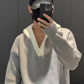 Threebooy Korean style autumn and winter men and women trendy personalized spliced sweater for couples loose retro knitted casual top y2k