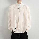 Threebooy Spring Autumn Fashion V-Neck Sweater Cardigans Men Youthful Vitality Loose Knit Sweatercoat Mens Solid Color Knitted Cardigans