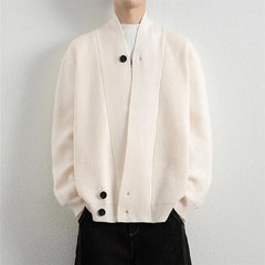 Threebooy Spring Autumn Fashion V-Neck Sweater Cardigans Men Youthful Vitality Loose Knit Sweatercoat Mens Solid Color Knitted Cardigans