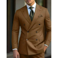 Threebooy Classic Mens Suits Slim Fit 2 Piece Double Breasted Peak Lapel Luxury Men Wedding Suit Tuxedo For Prom Party