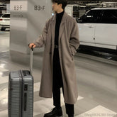 Threebooy Winter Men Trench Thick Woolen Dust Coats Streetwear Male Loose Solid Color Warm Trenchcoat High Quality Men's Windbreak