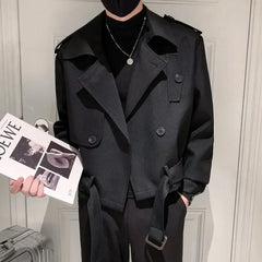 Threebooy Short Men's Overcoat Jackets Slim Fit Windbreaker Casual Male Coats Korean Vintage