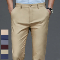 Threebooy Men's Stretchy Casual Pants Business Suit Pants Spring Summer Breathable Dress Pants Full Length Homme Work Trousers