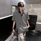 Threebooy Men Cotton Comfort Breathable Stripe Polo Shirt Casual Summer Fashion Tshirt Wholesale Striped Collar Tee Outdoor Golf Wear