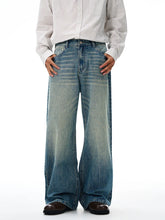 Threebooy American Retro Jeans Men's Oversize Baggy Wide Legs Classic Wash Cotton Denim Pants Hip-hop Rock Streetwear Loose Trousers