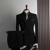 Threebooy Luxury High Quality Men's Suits 2 Pieces Sets Beaded Crystals Double Breasted Slim Fit Tuxedos Wedding Groom Dinner Prom