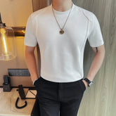 Threebooy Summer Solid Color Short Sleeved T-shirt Men Clothing Cotton Breathable Round Neck Casual T-shirt Versatile Business Base Shirt