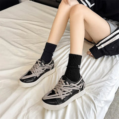 Threebooy Designer Trendy Unisex Sneakers Women Owens Men's Casual Shoes Cross-tied Thick Bottom Punk Couple Skateboard Shoes