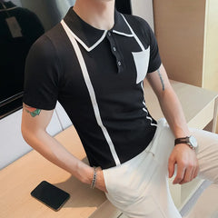 Threebooy Brand Clothing Fashion Men Summer Knitting High Quality Stripe Polo Shirts/Male Slim Fit Leisure Polo Shirts Tops S-4XL