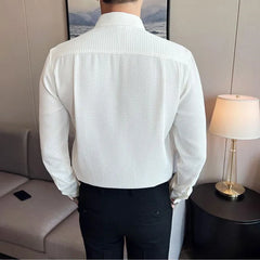 Threebooy Clothing Men Spring High Quality Business Long Sleeve Shirts/Male Slim Fit Fashion Casual Dress Shirts Plus Size 3XL