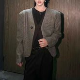 Threebooy Winter Male Faux Two-Piece Long-Sleeved Suit Jacket American Retro Fashion Trendy High Street Casual Loose Niche Men's Top