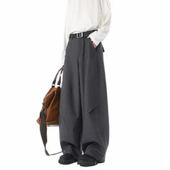 Threebooy New Pants Men Fashion Casual Solid High Street Simple Hip-hop Wide Leg Trousers All-match Korean Style Loose Temperament College