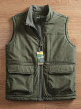 Threebooy Functional Workwear Vest Men Winter Outdoor Windproof Water-proof Plus Velvet Thickened Warm Standing Collar Fleece Waistcoat