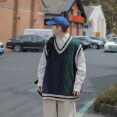 Threebooy Sweater Man Sleeveless Korean Fashion New In Waistcoat Elegant Aesthetic Loose Fit Designer Y2k Style Cheap Knit Vests for Men