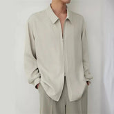 Threebooy Spring Men's Clothing Luxury Drooping Zipper Shirts Retro Premium Long-sleeved Solid Color Korean Popular Business Leisure