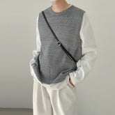 Threebooy Autumn New Men Knit Vest Sweater Retro Thin O Neck Sleeveless Pullover Stylish Vintage Outerwear Solid Color Leisure Waistcoat