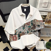 Threebooy Summer Embroidered Shirts Men Fashion Casual Flower Shirts Mens Japanese Streetwear Loose Short Sleeve Shirts Men Plus Size