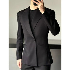 Threebooy High-End Black Trousers Unisex Elegant New Business Casual Pants Suit Set For Wedding Groom Business Prom